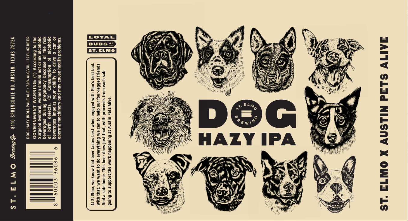 TABC label artwork for St Elmo Dog