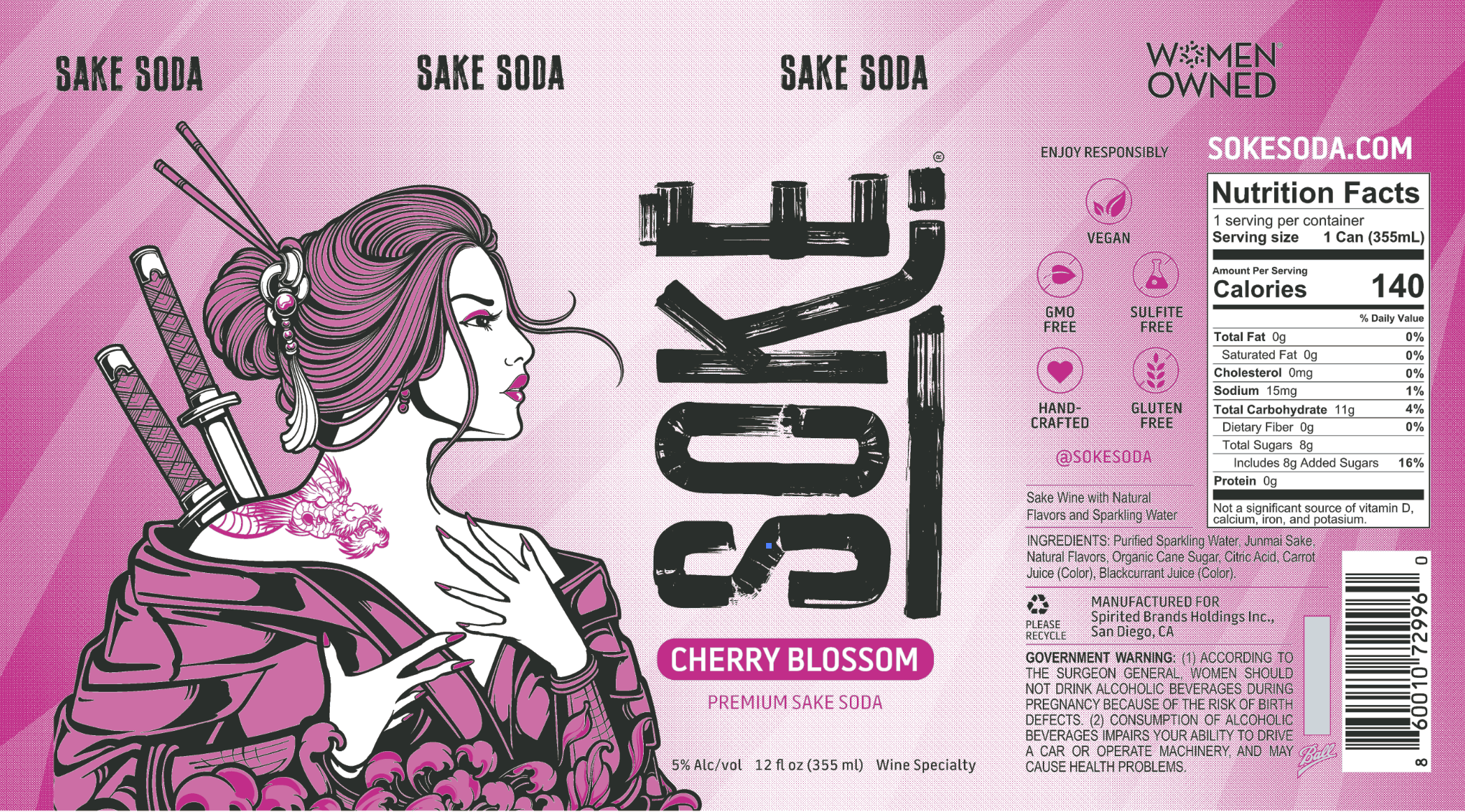 TABC label artwork for Soke Cherry Blosom