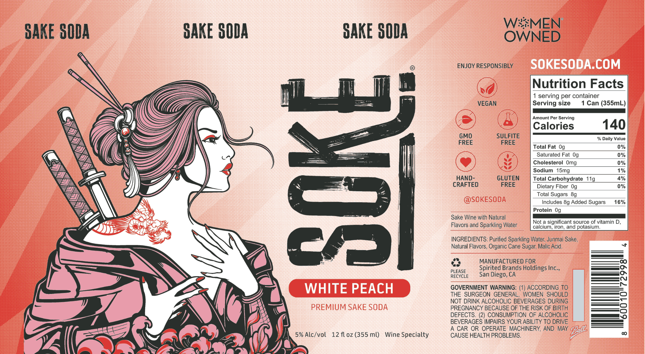 TABC label artwork for Soke White Peach