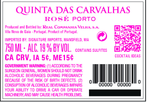TABC label artwork for Quinta das Carvalhas Rose Port