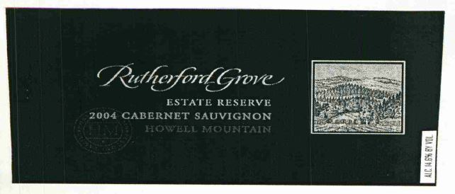 TABC label artwork for Rutherford Grove Estate Reserve Cabernet Sauvignon