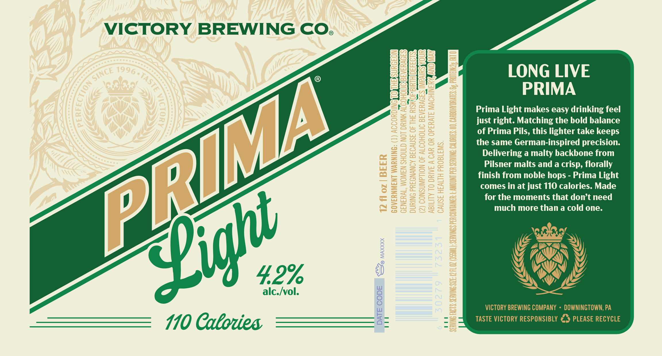 TABC label artwork for VICTORY PRIMA LIGHT CAN