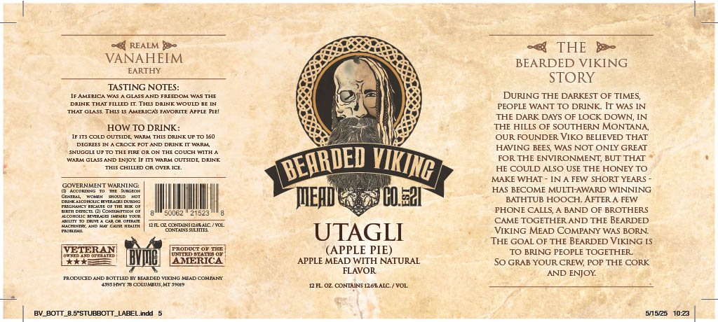 TABC label artwork for BEARDED VIKING MEAD COMPANY UTAGLI (APPLE PIE MEAD)