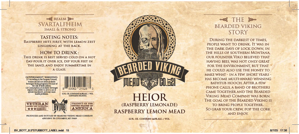 TABC label artwork for BEARDED VIKING MEAD COMPANY HEIOR (RASPBERRY LEMONADE)