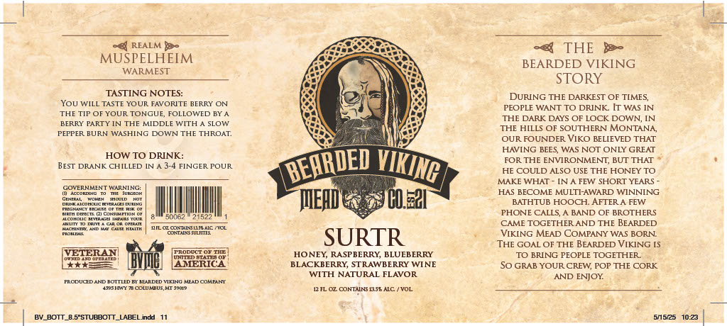 TABC label artwork for BEARDED VIKING MEAD COMPANY SURTR