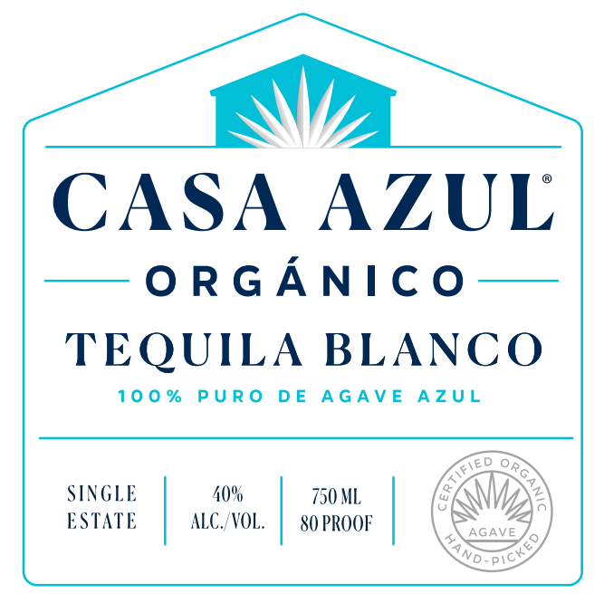 TABC label artwork for Casa Azul Tequila Blanco Organico 100% Puro De Agave Azul