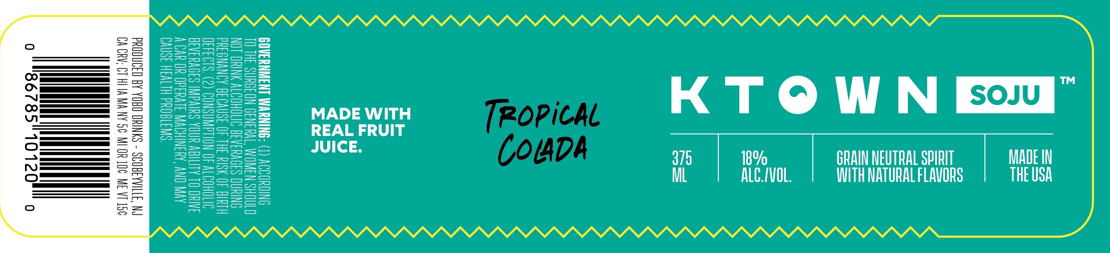 TABC label artwork for K TOWN SOJU TROPICAL COLADA