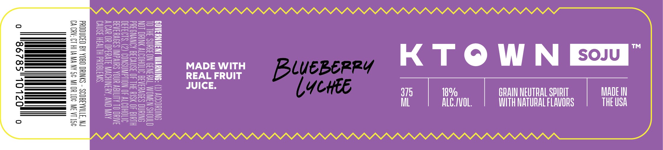 TABC label artwork for K TOWN SOJU BLUEBERRY LYCHEE