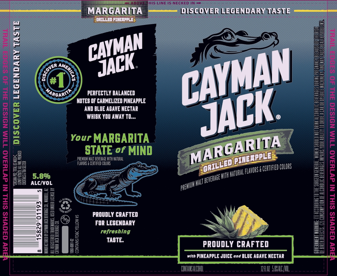 TABC label artwork for Cayman Jack Grilled Pineapple Margarita