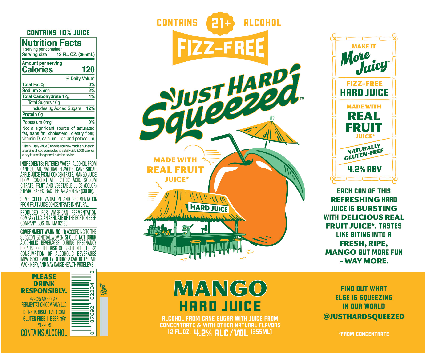 TABC label artwork for Just Hard Squeezed Mango