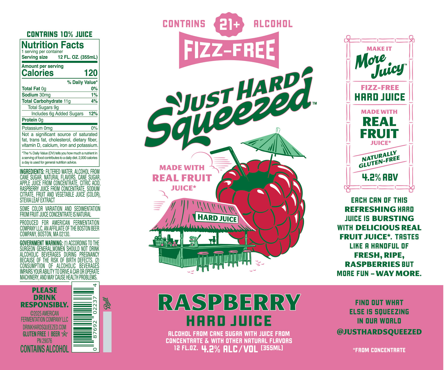 TABC label artwork for Just Hard Squeezed Raspberry