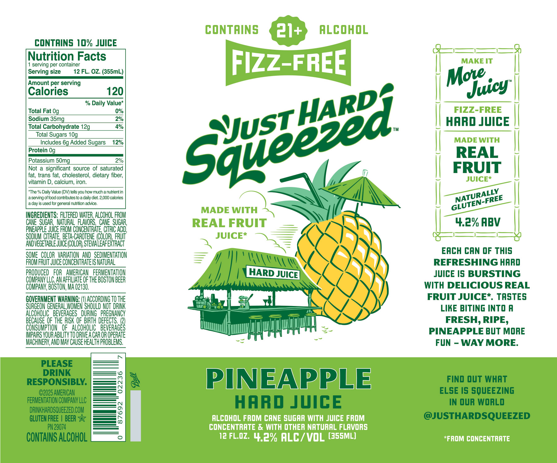 TABC label artwork for Just Hard Squeezed Pineapple