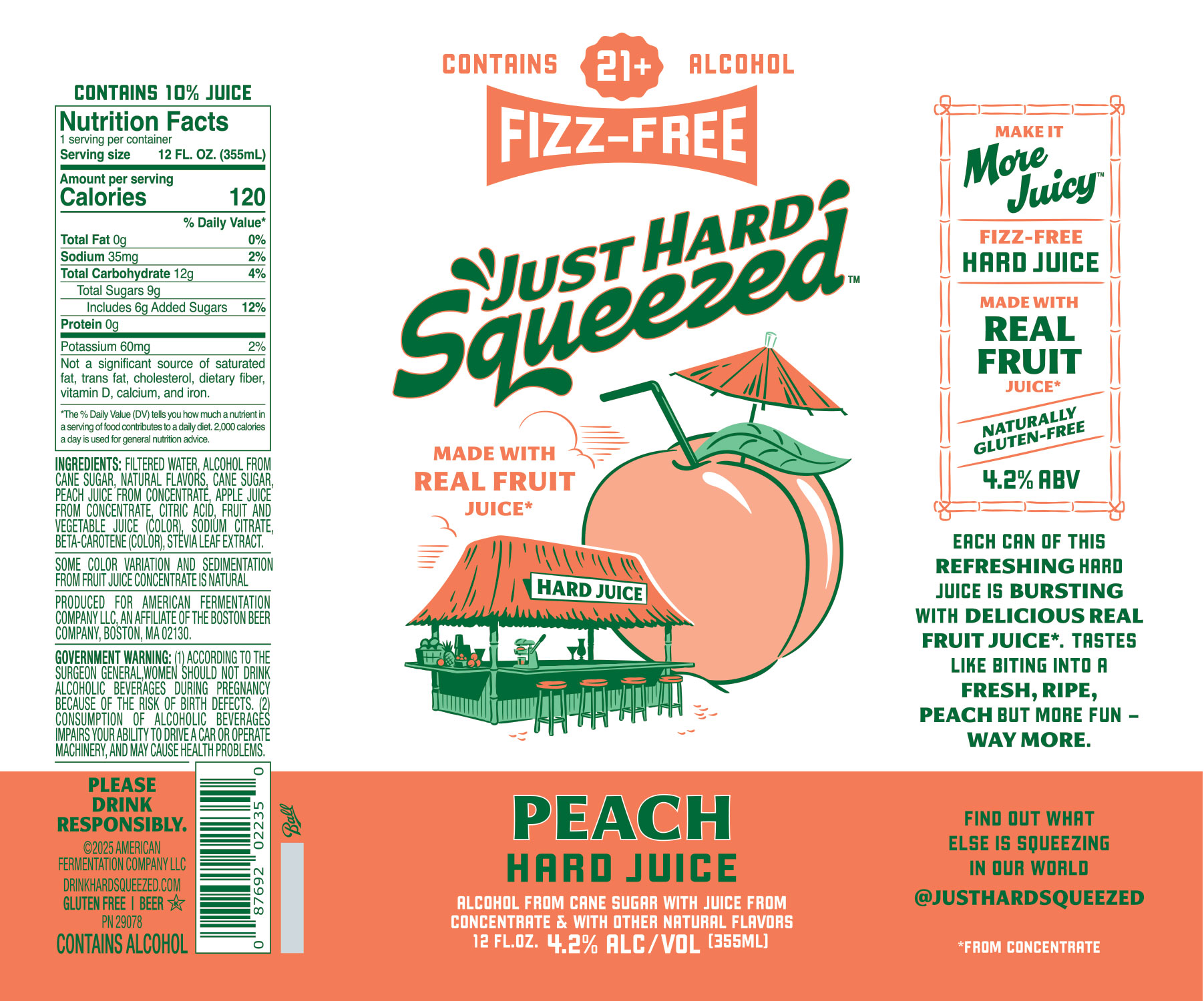 TABC label artwork for Just Hard Squeezed Peach