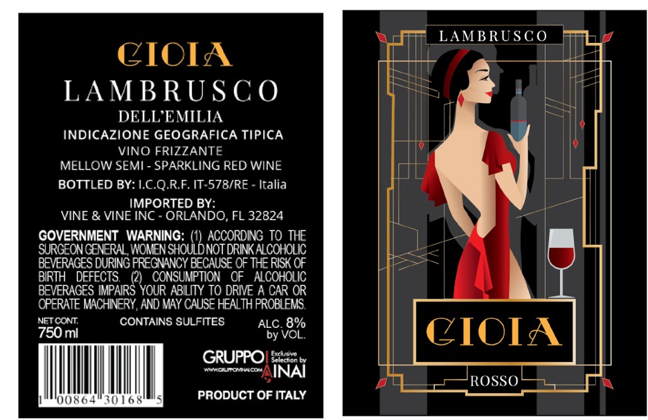 TABC label artwork for GIOIA LAMBRUSCO