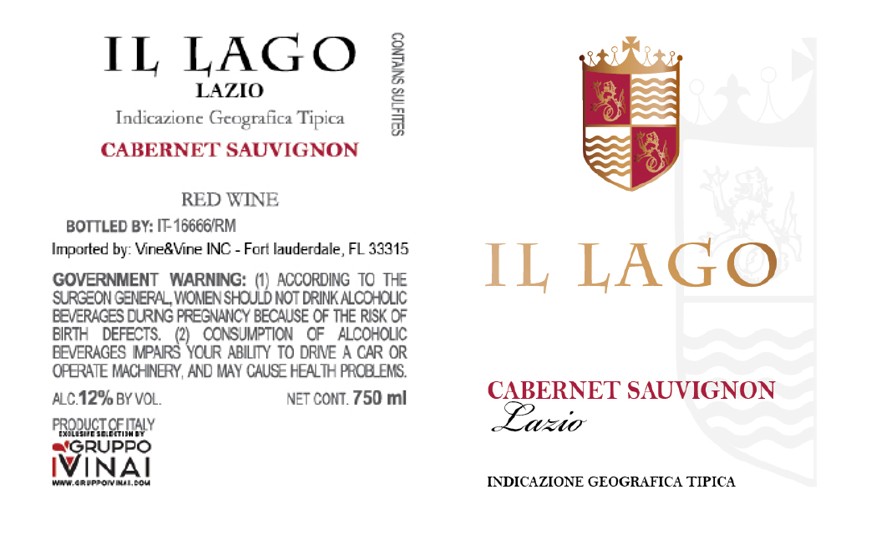 TABC label artwork for IL LAGO CABERNET SAUVIGNON