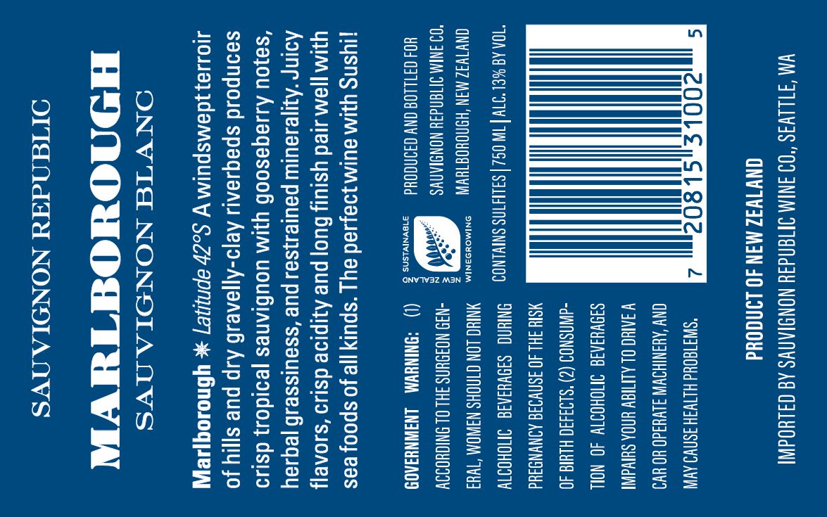 TABC label artwork for SAUVIGNON REPUBLIC