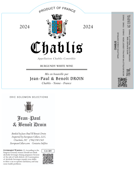 TABC label artwork for Jean Paul et Benoit Droin Chablis Controlee