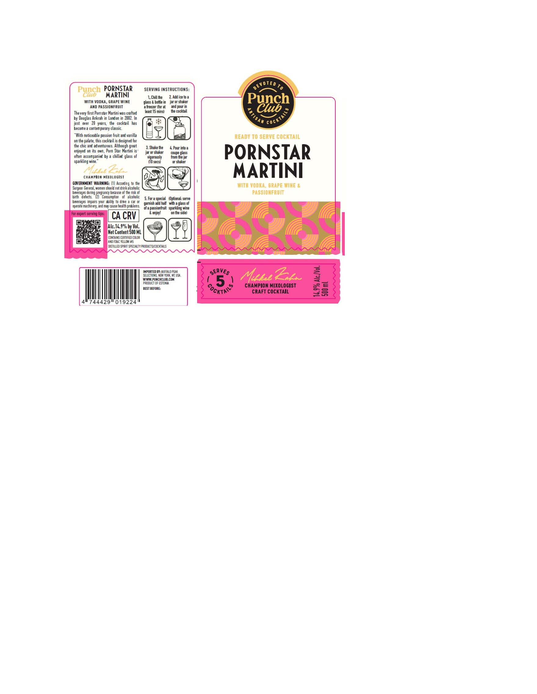 TABC label artwork for Punch Club Pornstar Martini