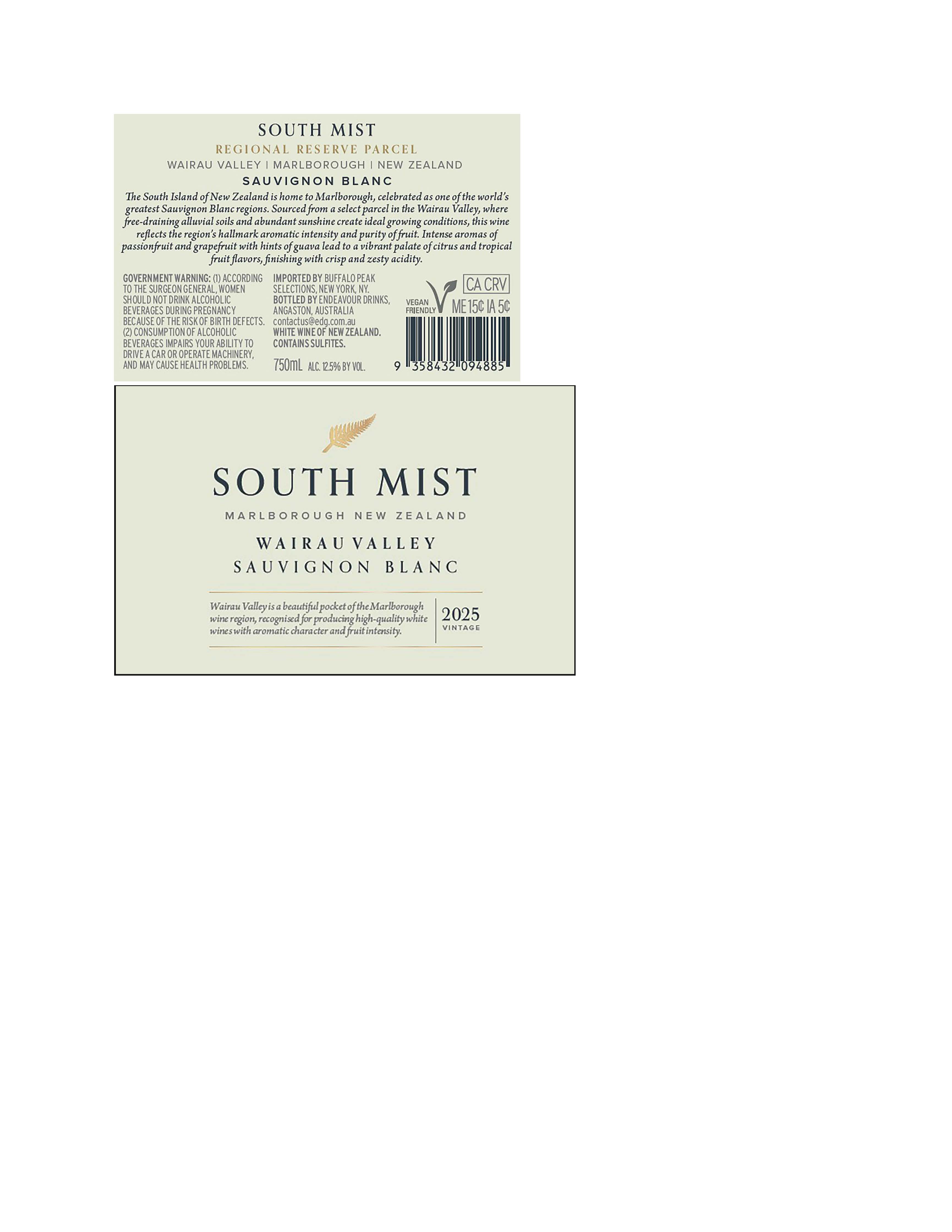 TABC label artwork for SOUTH MIST MARLBOROUGH SAUVIGNON BLANC