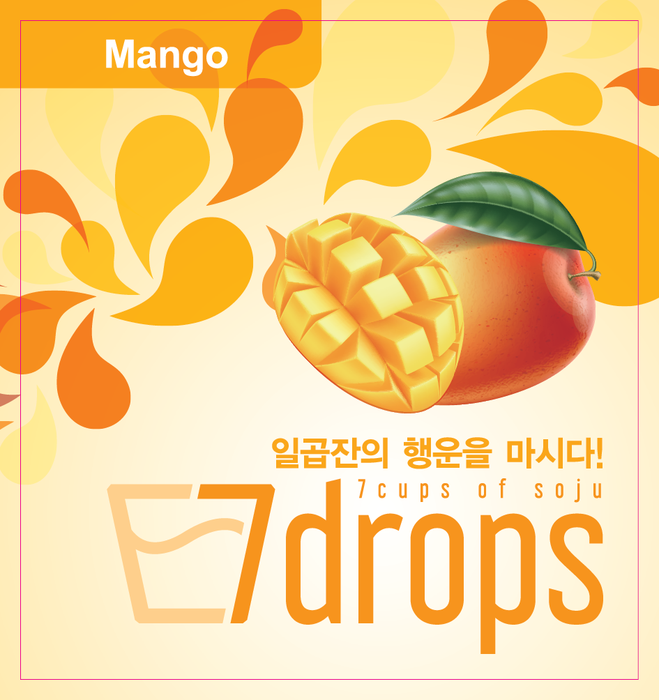 TABC label artwork for 7 Drops Mango Soju