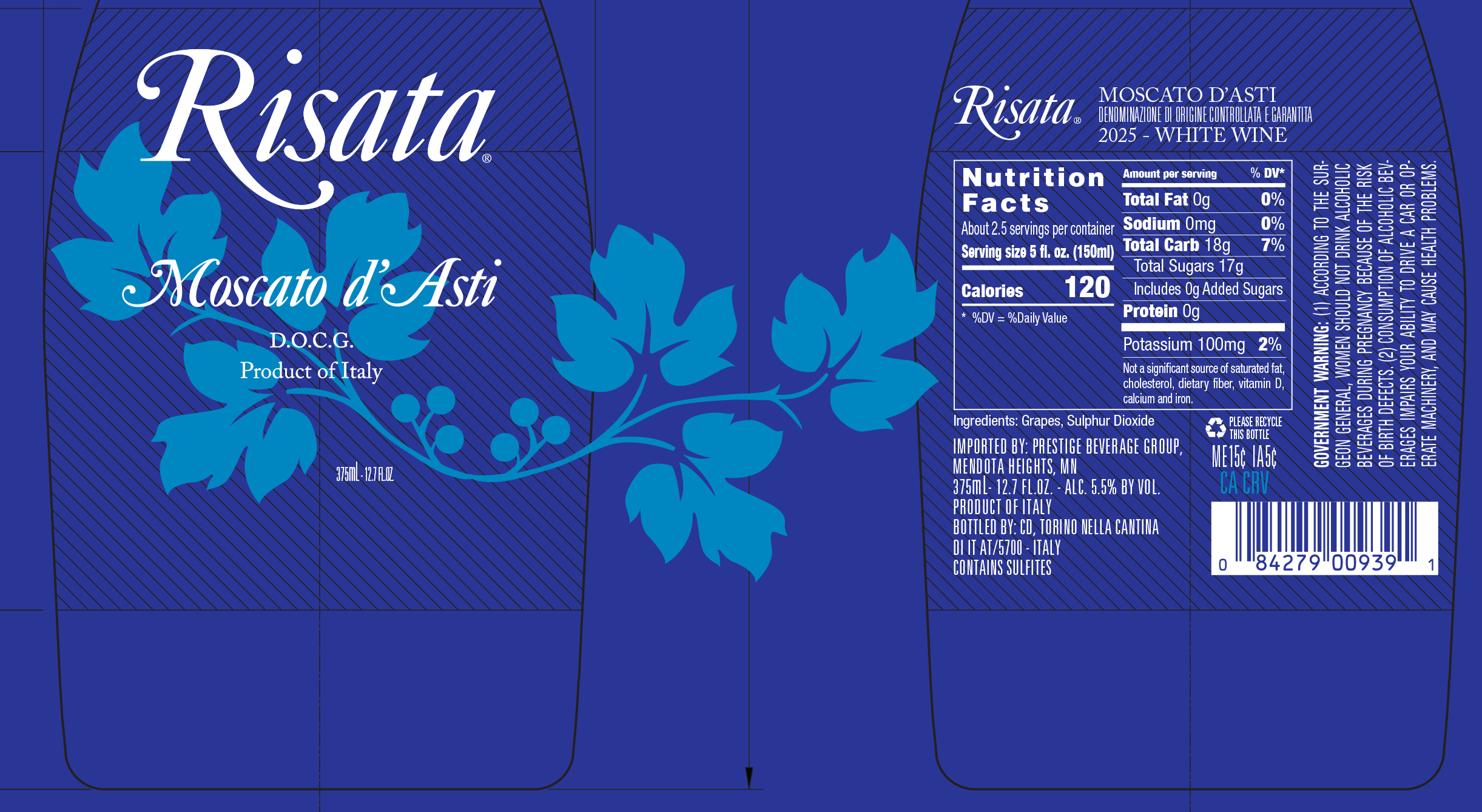 TABC label artwork for Risata Moscato d'Asti