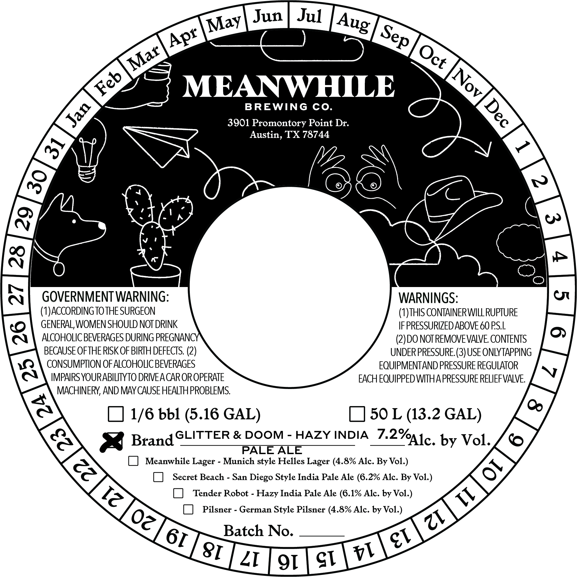 TABC label artwork for Glitter & Doom