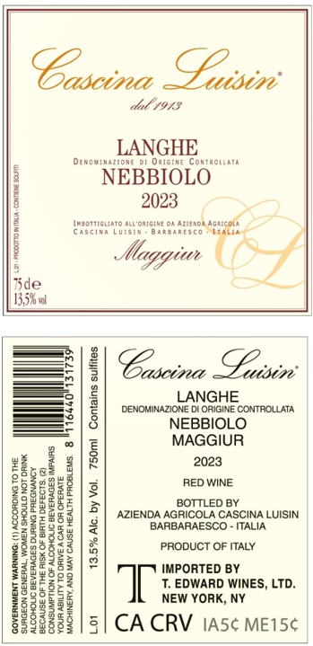 TABC label artwork for CASCINA LUISIN LANGHE NEBBIOLO