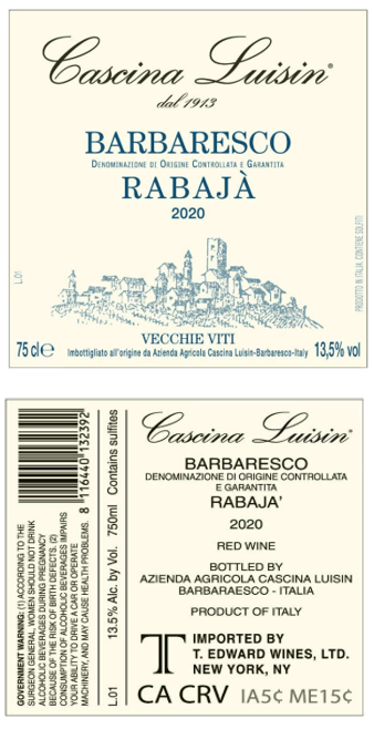 TABC label artwork for CASCINA LUISIN BARBARESCO RABAJA