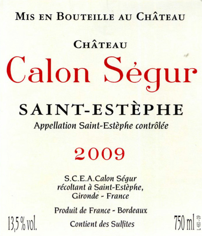 TABC label artwork for Chateau Calon Segur