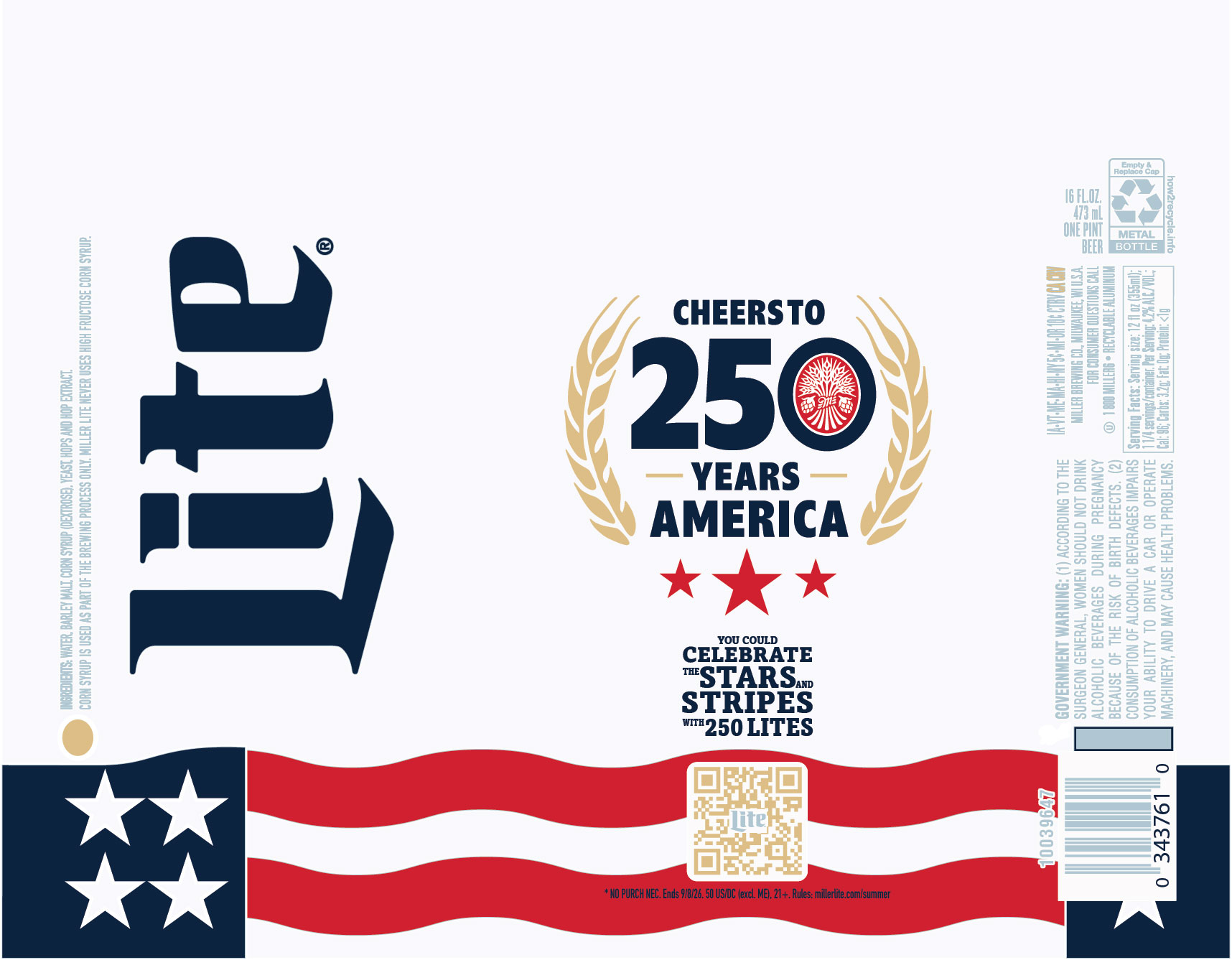 TABC label artwork for Miller Lite (Americana Promo)