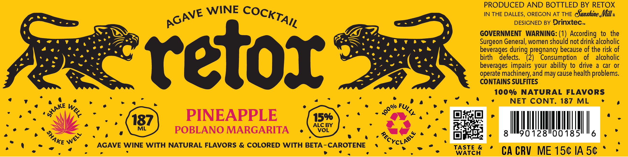 TABC label artwork for RETOX PINEAPPLE POBLANO MARGARITA