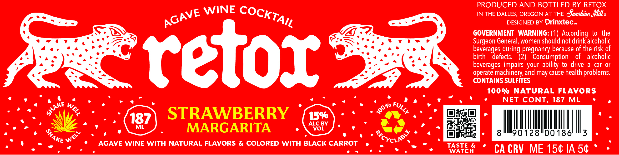 TABC label artwork for RETOX STRAWBERRY MARGARITA