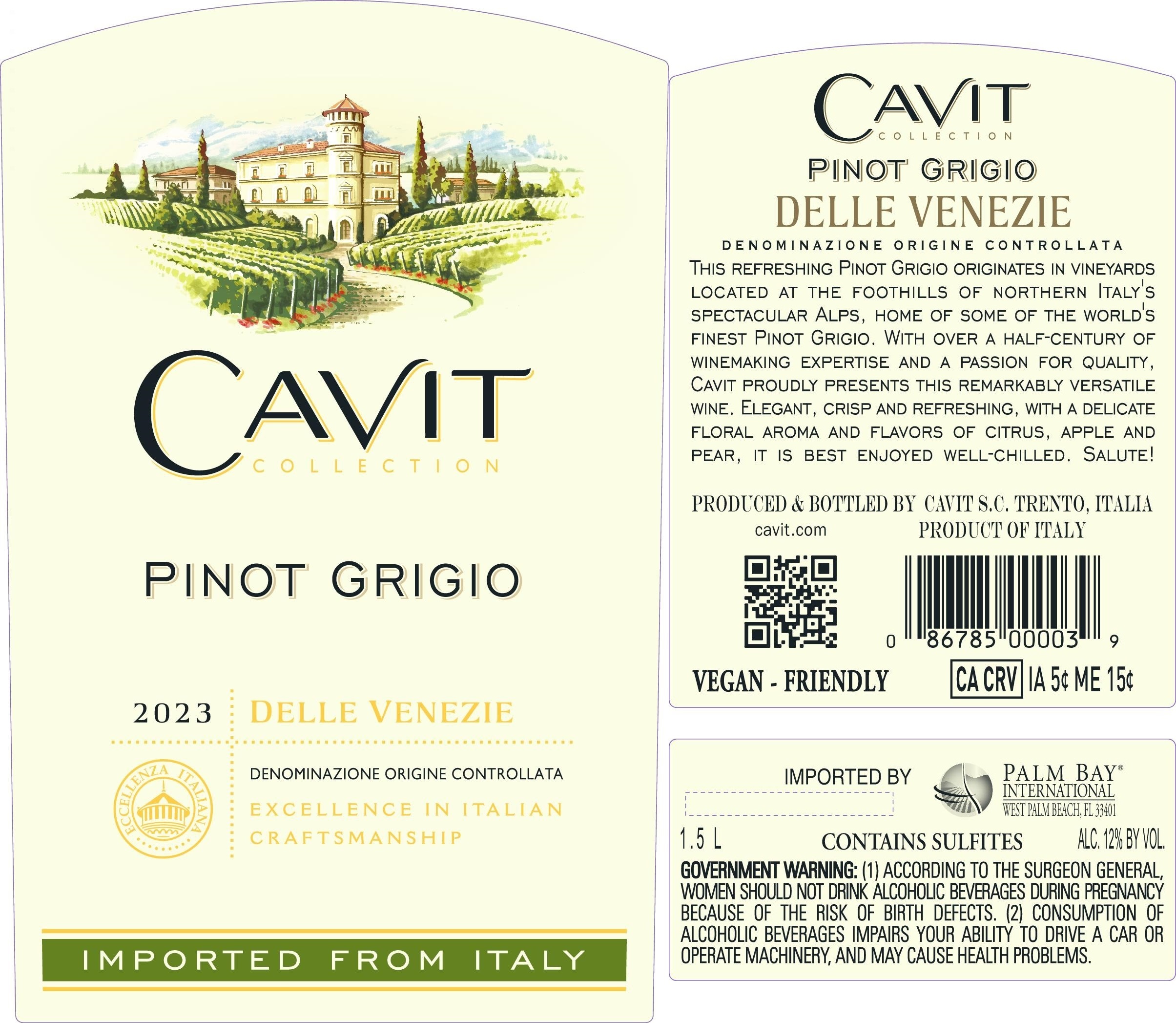TABC label artwork for CAVIT PINOT GRIGIO DELLE VENEZIE