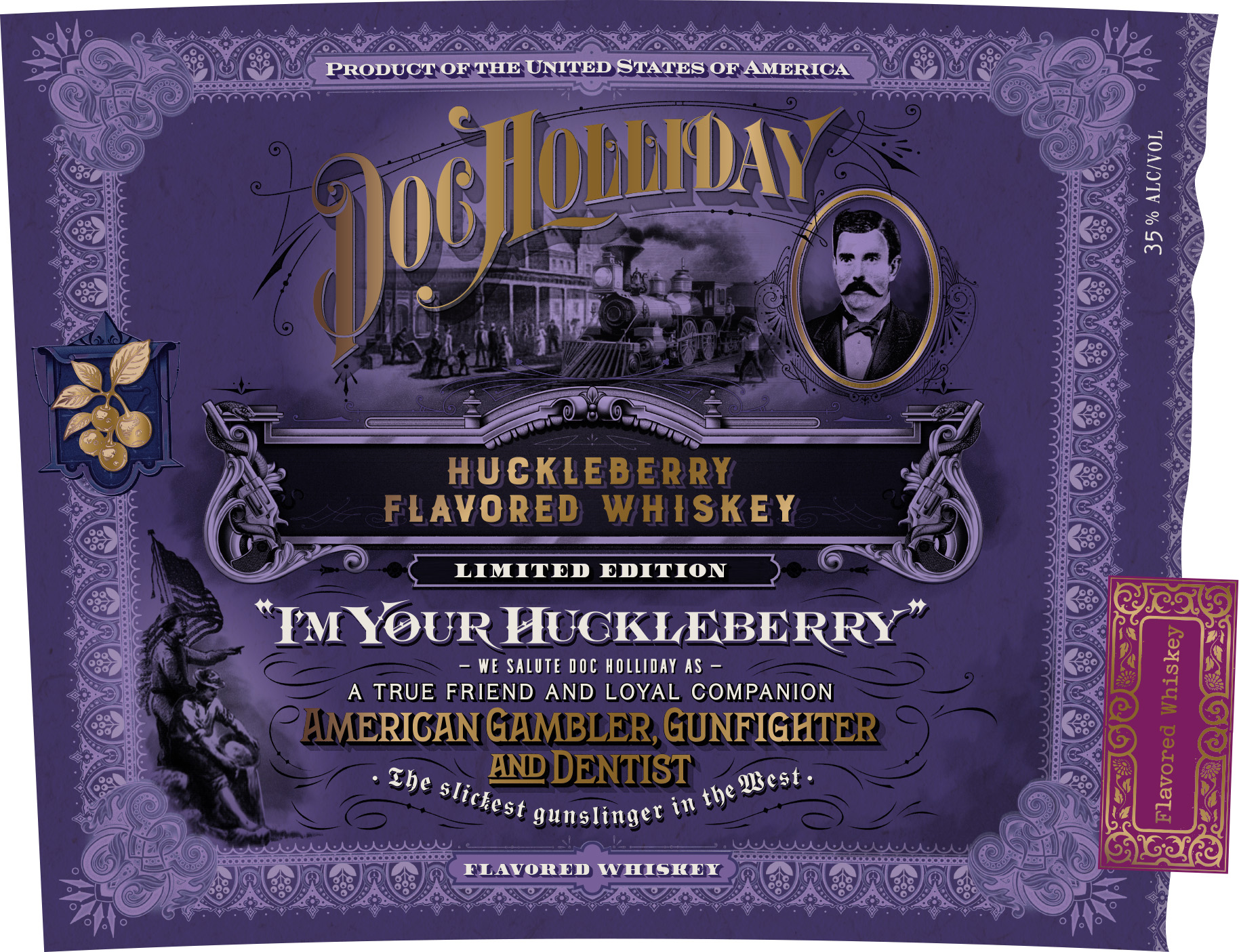 TABC label artwork for Doc Holliday Huckleberry