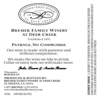 TABC label artwork for Bremer Family Chardonnay