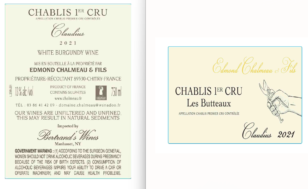 TABC label artwork for EDMOND CHALMEAU & FILS LES BUTTEAUX CLAUDIUS