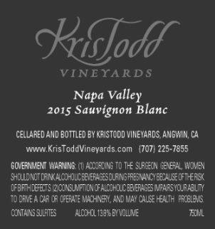 TABC label artwork for KrisTodd Vineyards Sauvignon Blanc
