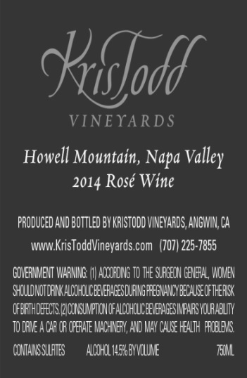 TABC label artwork for KrisTodd Vineyards Rose