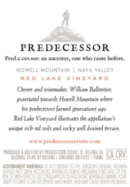 TABC label artwork for Predecessor Red Lake Merlot