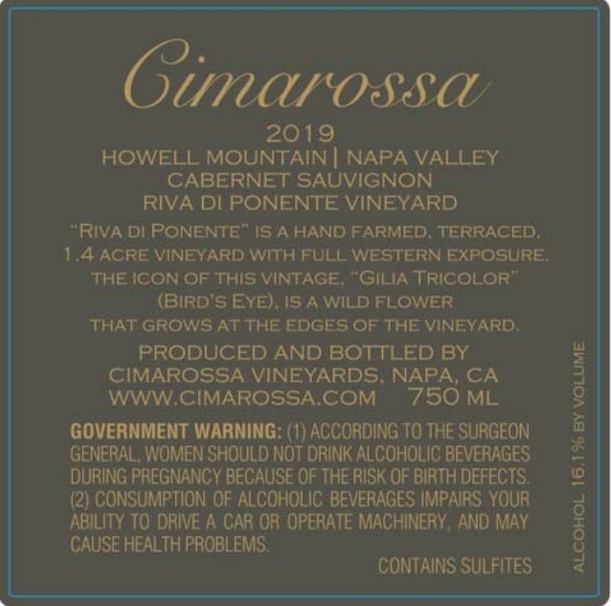 TABC label artwork for Cimarossa Riva di Ponente
