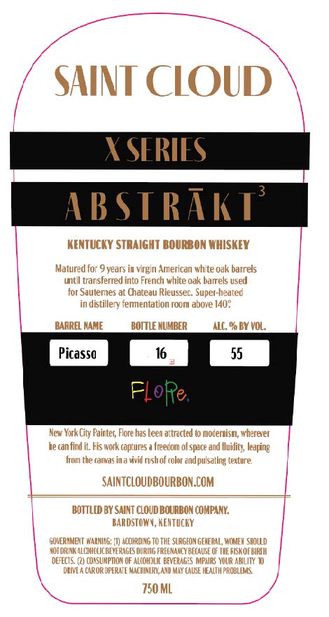 TABC label artwork for Saint Cloud Bourbon (Abstrakt)