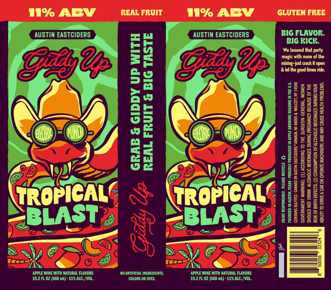 TABC label artwork for Giddy Up Tropical Blast
