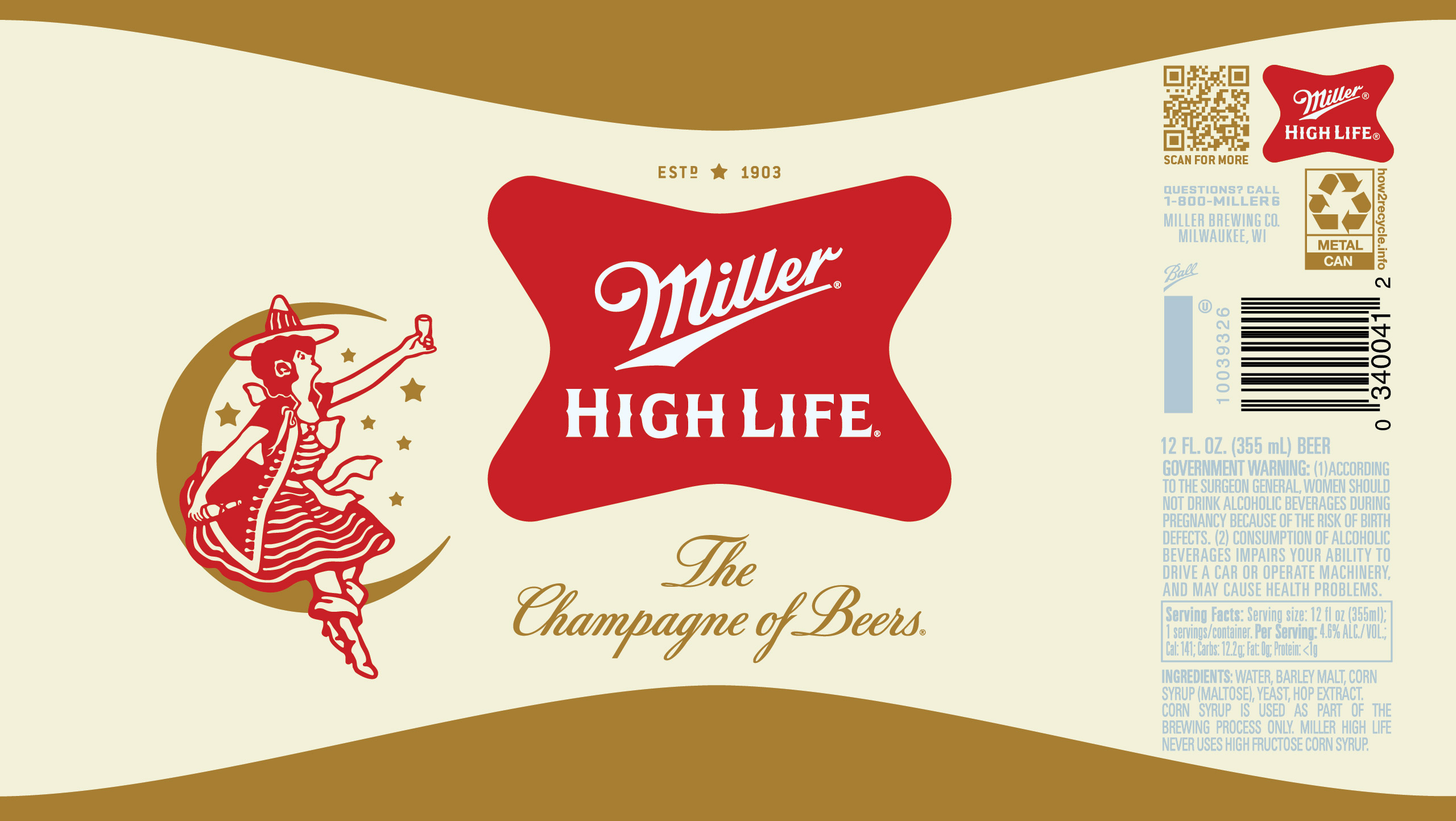 TABC label artwork for Miller High Life