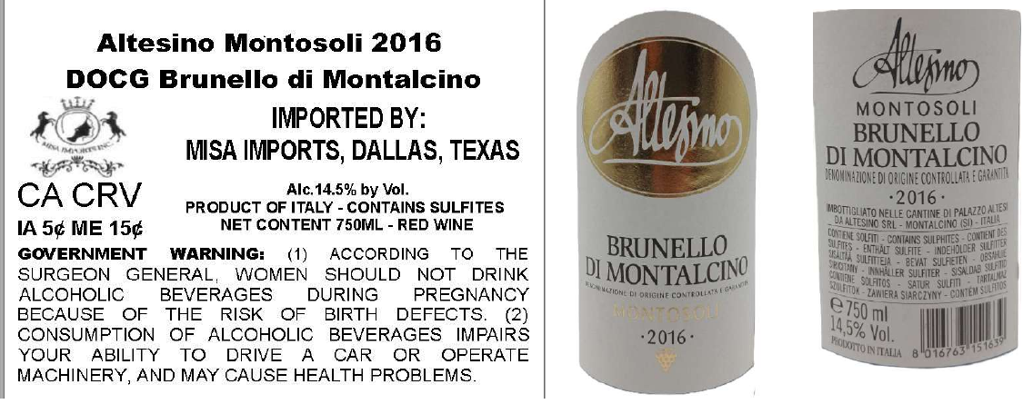 TABC label artwork for ALTESINO MONTOSOLI