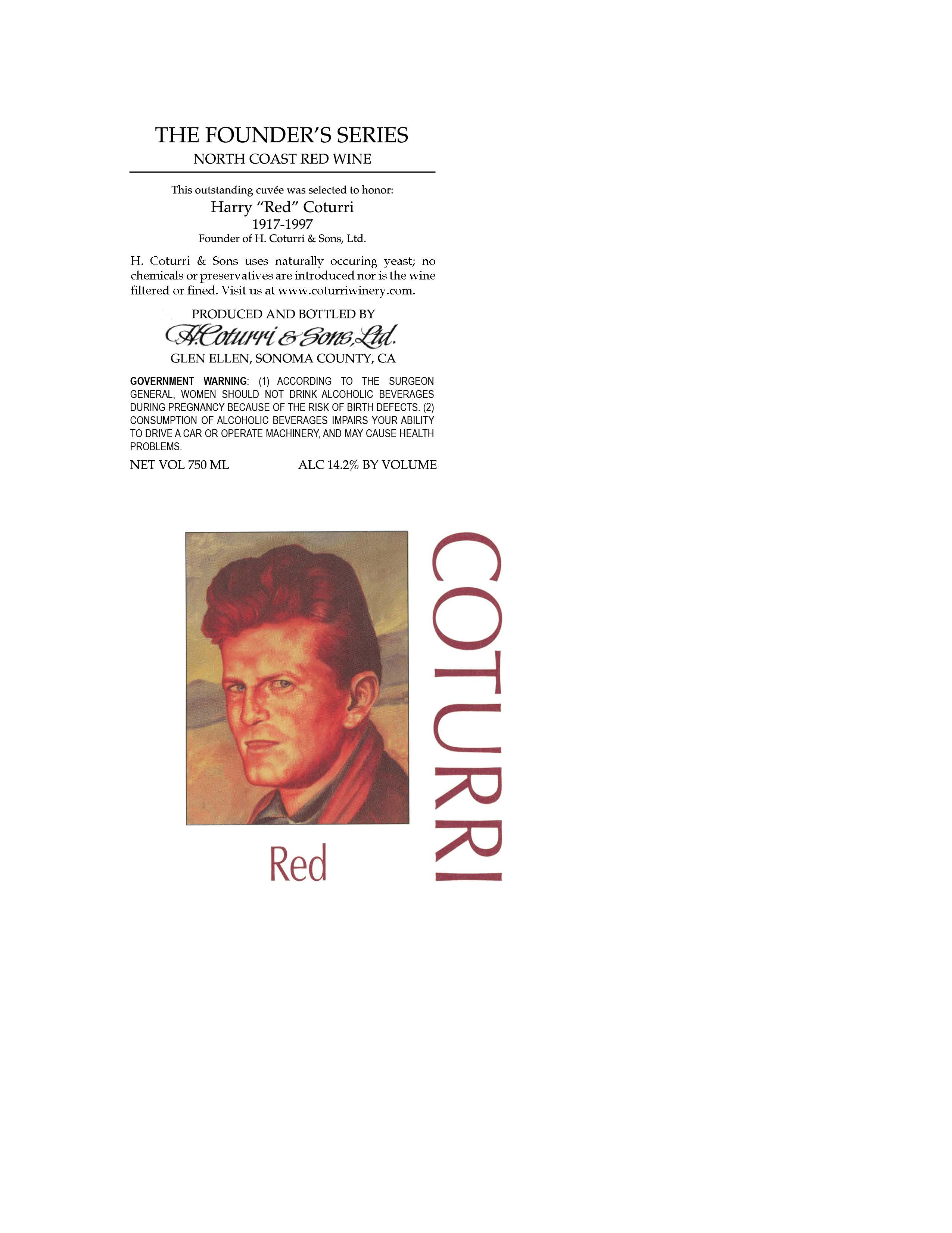TABC label artwork for H Coturri & Sons, The Founder's Series Red