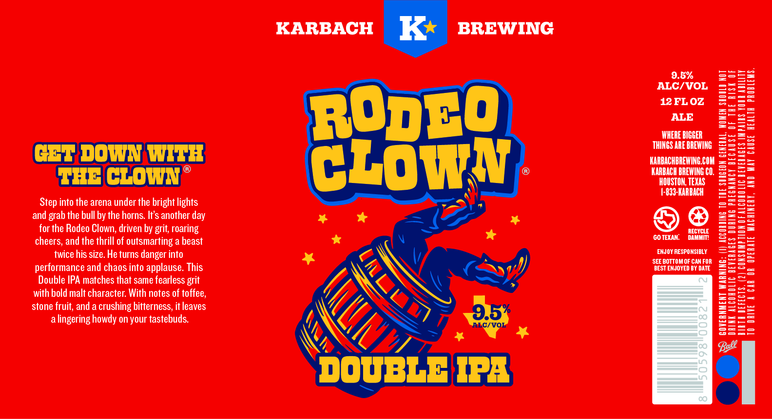 TABC label artwork for Karbach Rodeo Clown Double IPA