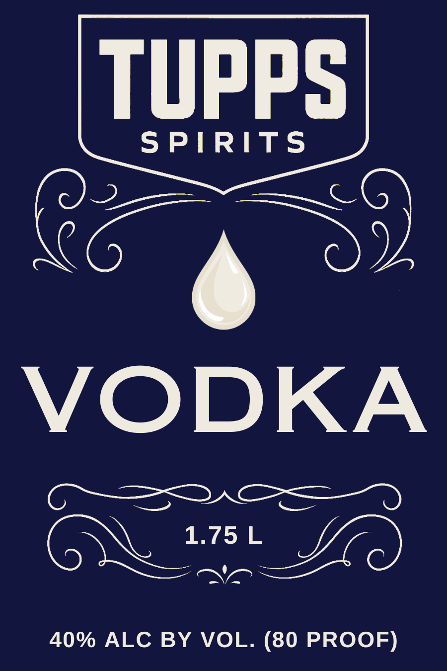 TABC label artwork for Tupps Spirits Vodka