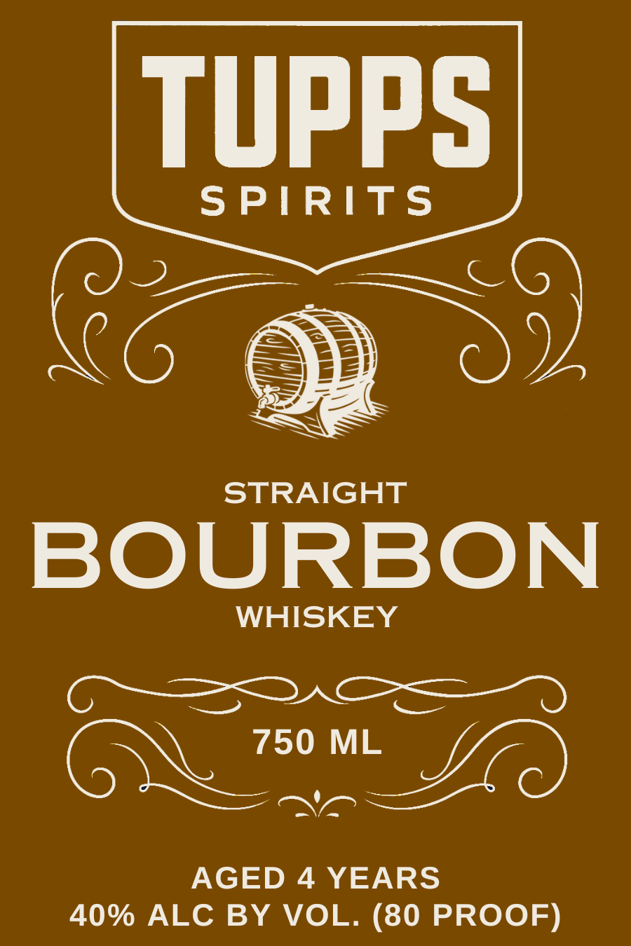 TABC label artwork for Tupps Spirits Straight Bourbon Whiskey