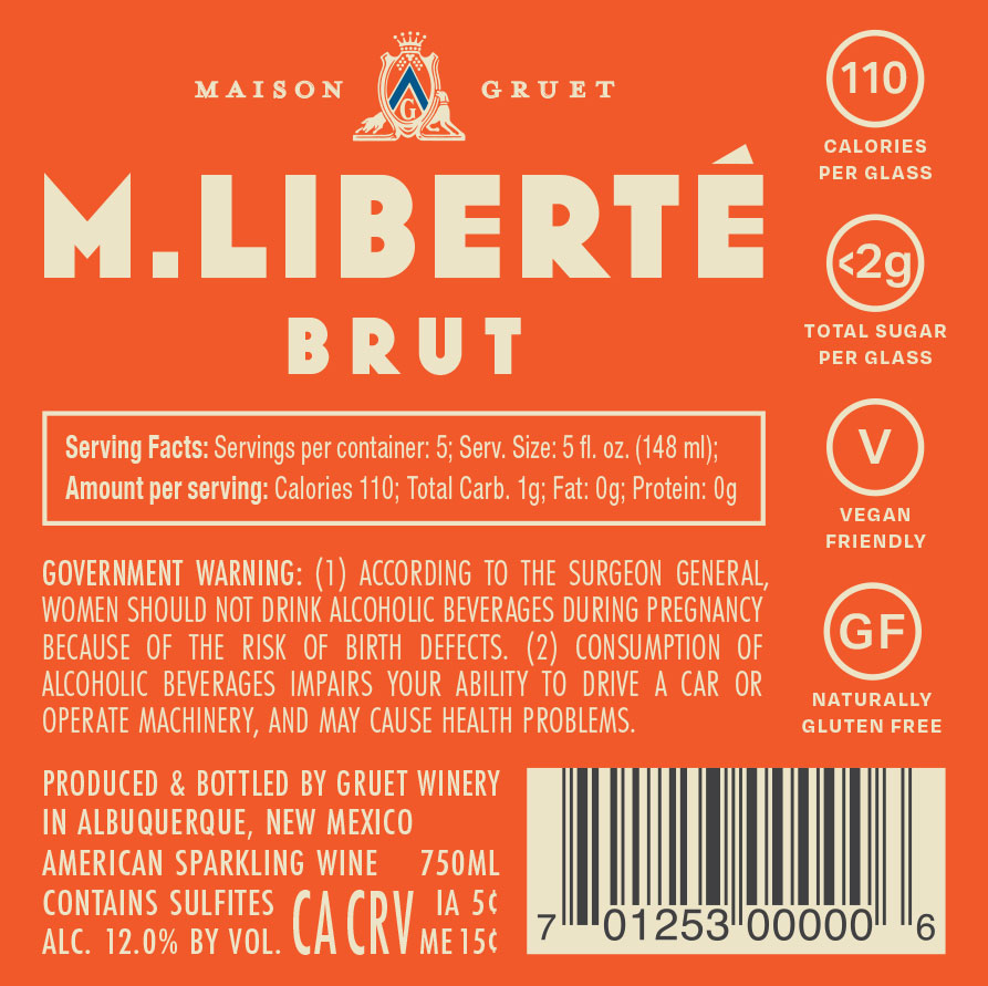 TABC label artwork for M. Liberté Sparkling Brut