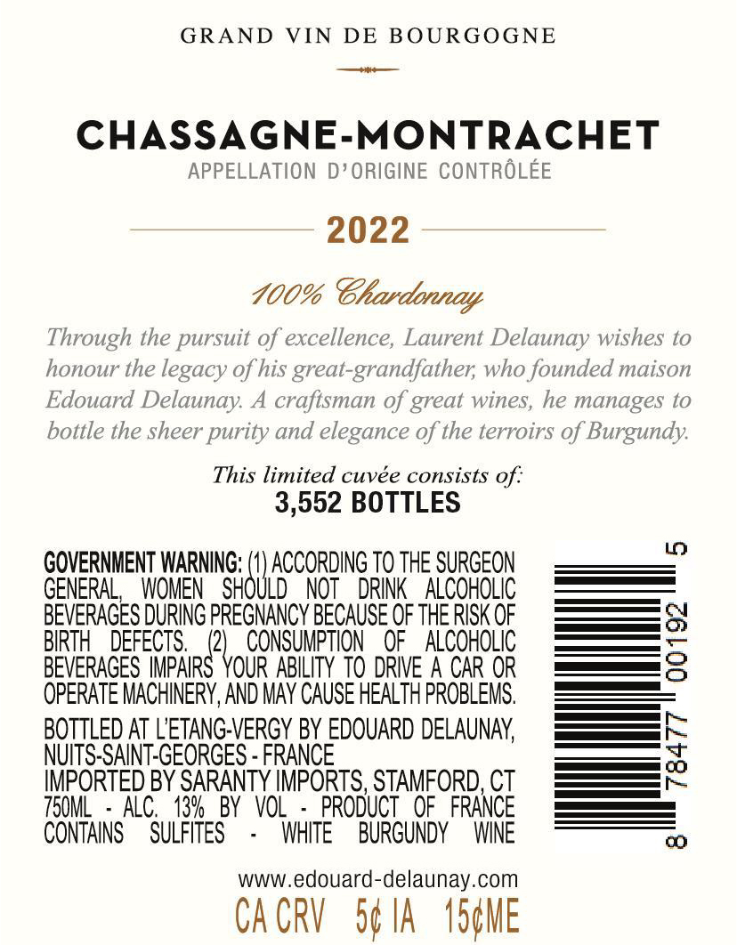 TABC label artwork for Edouard Delaunay Chassagne Montrachet
